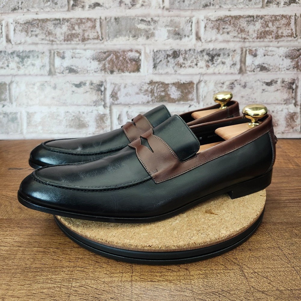 Donald J. Pliner Two Tone Penny Loafers mens Black/ Brown size 13